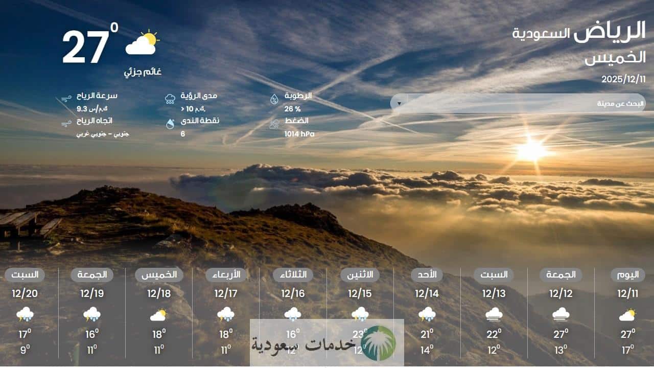 المركز الوطني للأرصاد يتابع حالة جوية غير مستقرة مع توقع أمطار رعدية ورياح نشطة قد تؤدي إلى سيول في بعض المناطق.