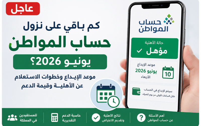 عاجل .. موعد نزول حساب المواطن في البنك لشهر يونيو 2026