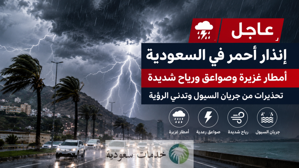 تحذير عاجل.. إنذار أحمر في السعودية وأمطار غزيرة وصواعق تضرب هذه المناطق 2 تحذير عاجل.. إنذار أحمر في السعودية وأمطار غزيرة وصواعق تضرب هذه المناطق
